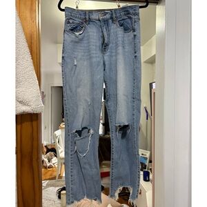 Urban Outfitters Blue Straight Leg Distressed Jeans
